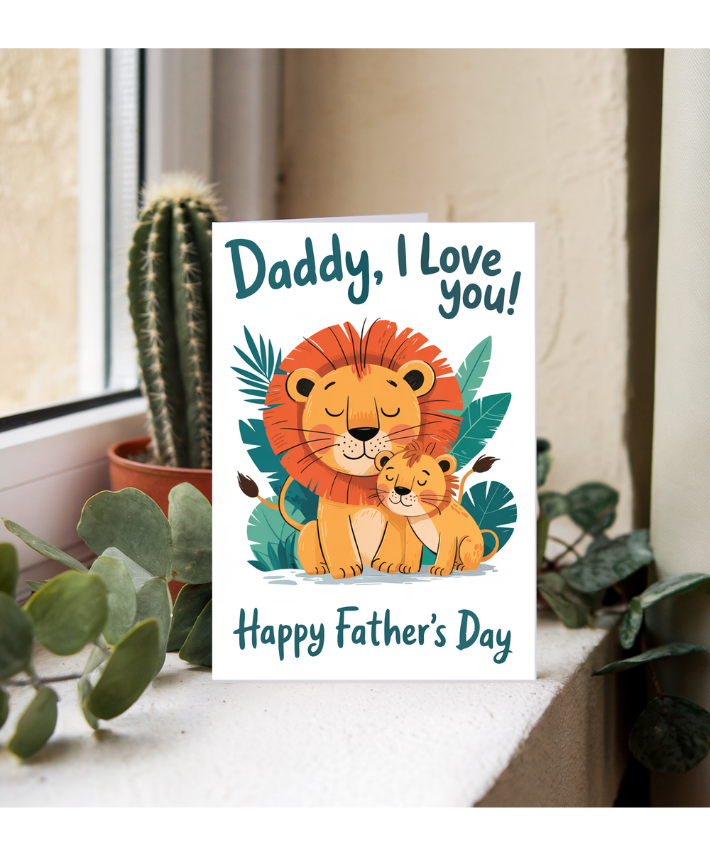 father's day card daddy lion and cub
