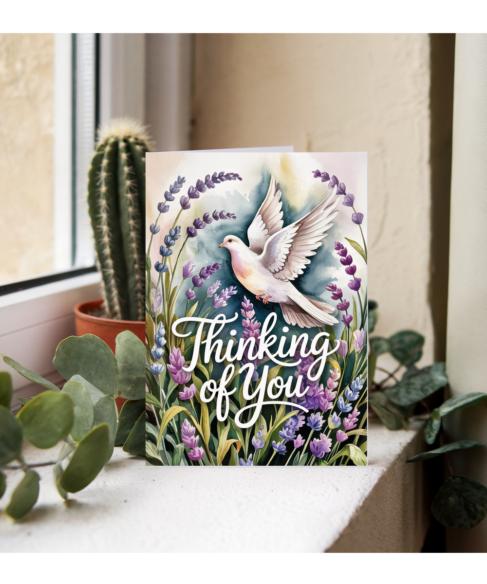 Sympathy Card Thinking of You Missing Loved Ones Dove and Lavender