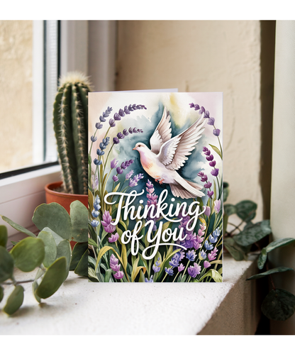 Sympathy Card Thinking of You Missing Loved Ones Dove and Lavender