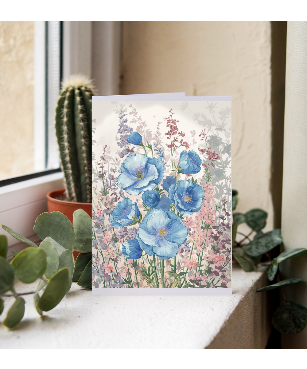 Garden with blue flowers