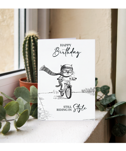 Happy Birthday Cat riding in style