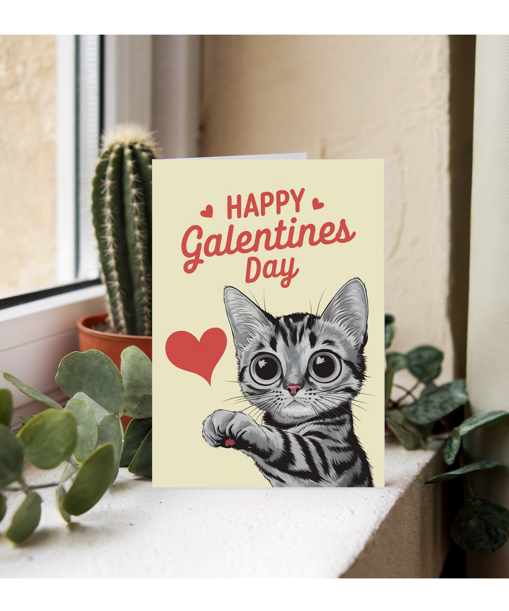 Happy Galentines Day Card Kitten cute love