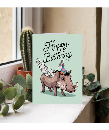 Birthday Card Warhog with wings