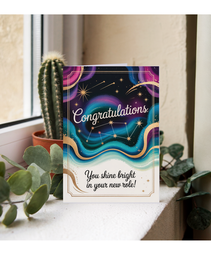 New Job Card Congratulations You Shine Bright in Your New Role