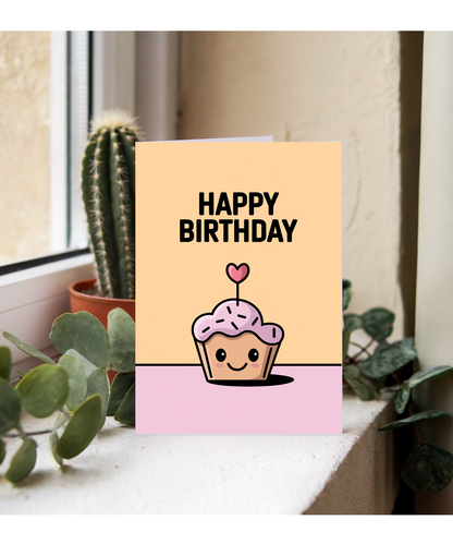 Happy Birthday Card cheerful cupcake