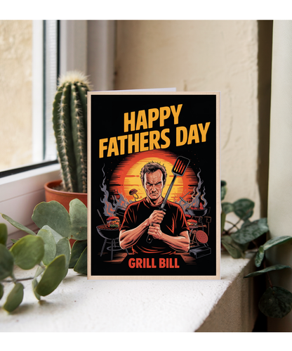 Happy Fathers Day Grill Bill Dad Dramatic Movie Poster Style