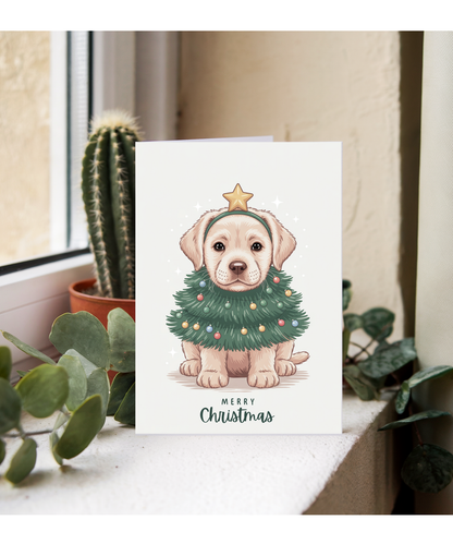 Labrador in christmas tree costume