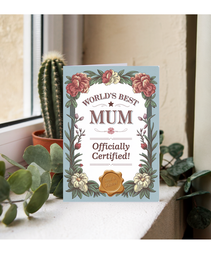 World’s Best Mum – Officially Certified! Mothers Day Card