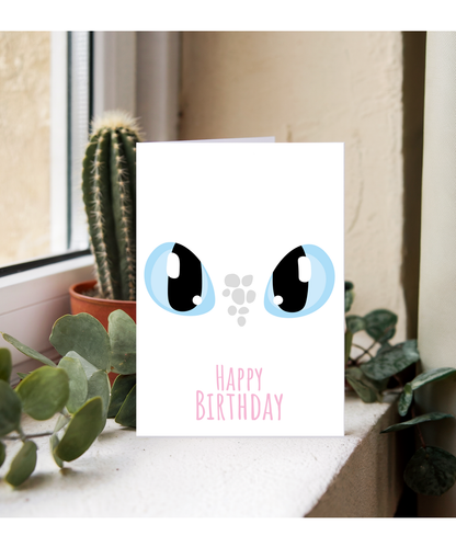 Happy Birthday Card with Dragon Light Eyes