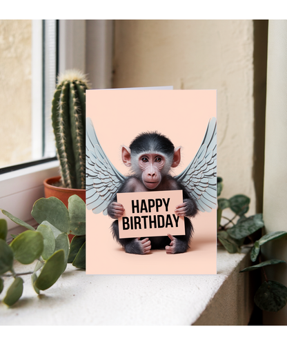 Birthday Card Chimp wings