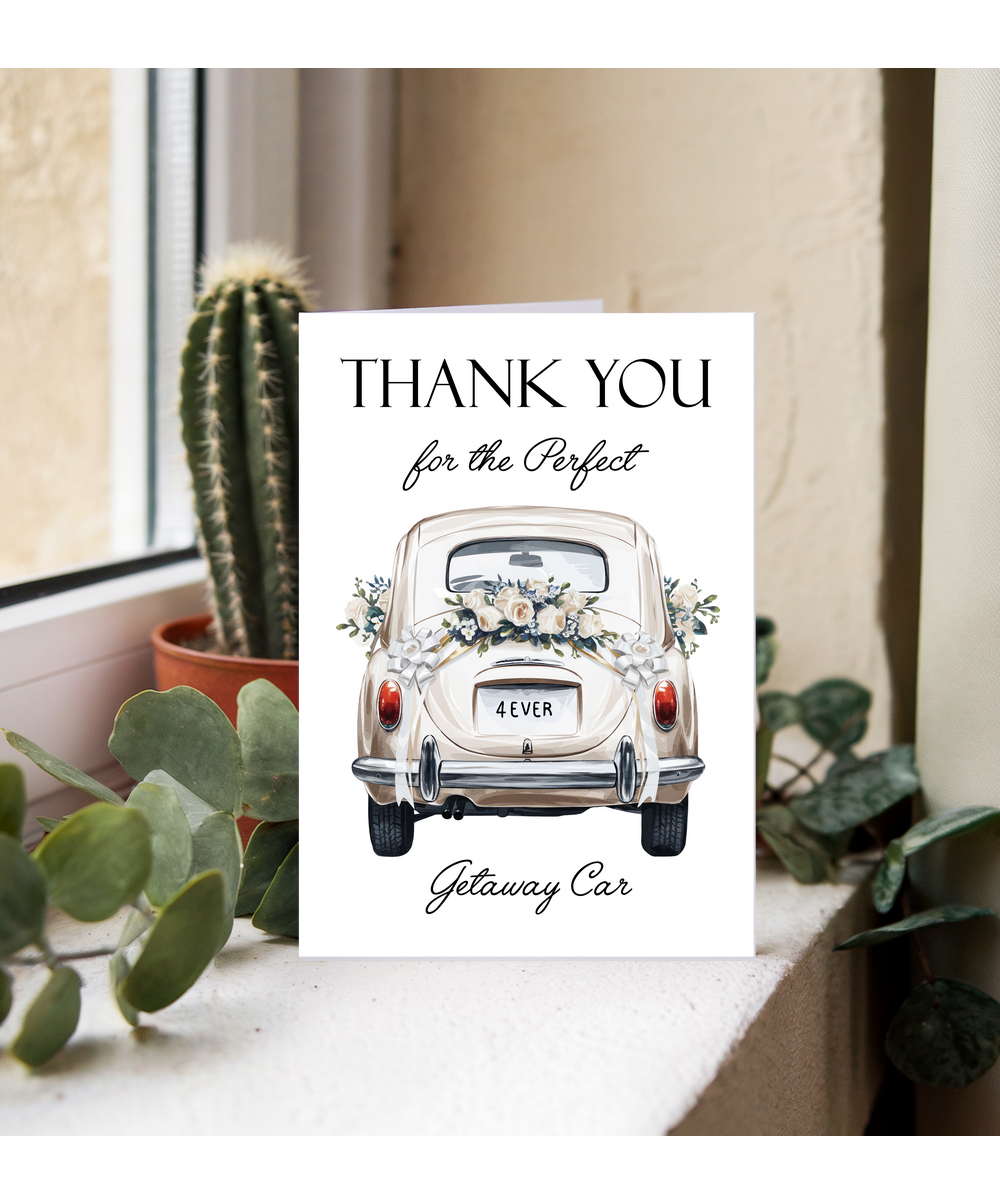 Wedding Thank You Card for the Perfect Getaway Car