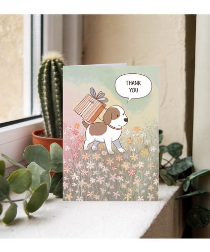 Thank You - Puppy with a Gift Bag