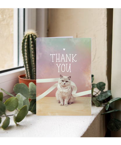 Thank You - Cat with a Ribbon