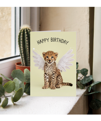 Birthday Card Cheetah with wings