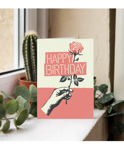 Happy Birthday Card Stencil Rose graffiti