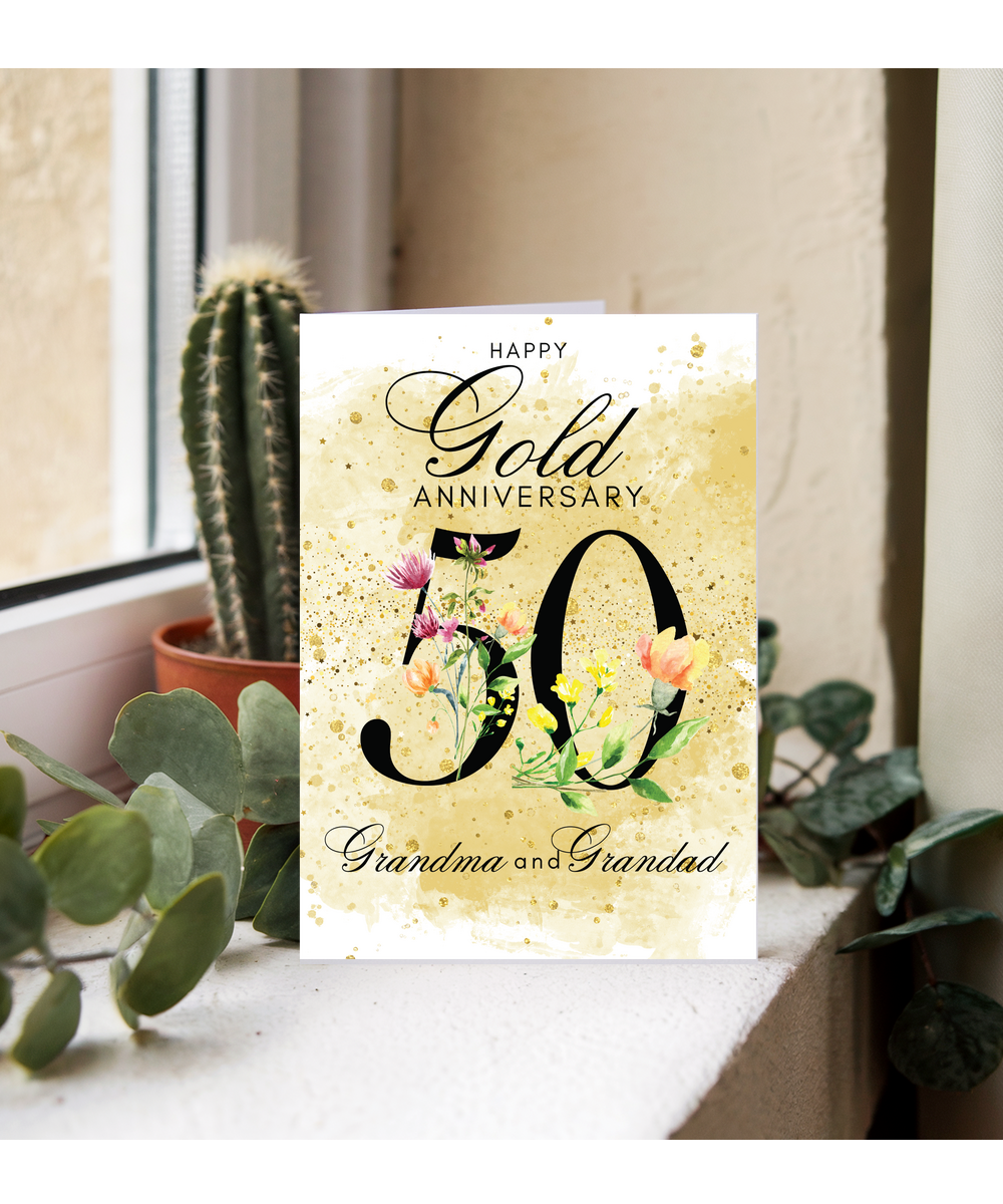 A5 Gold anniversary Grandma and grandad