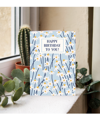 Happy Birthday card daisy pattern
