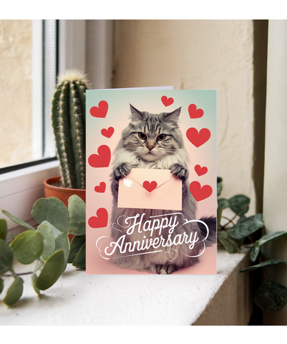 Happy Anniversary with Cat with a Love Letter