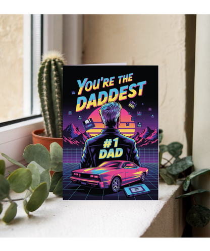 Happy Fathers Day Card Retro Style Youre the Daddest Number One Dad