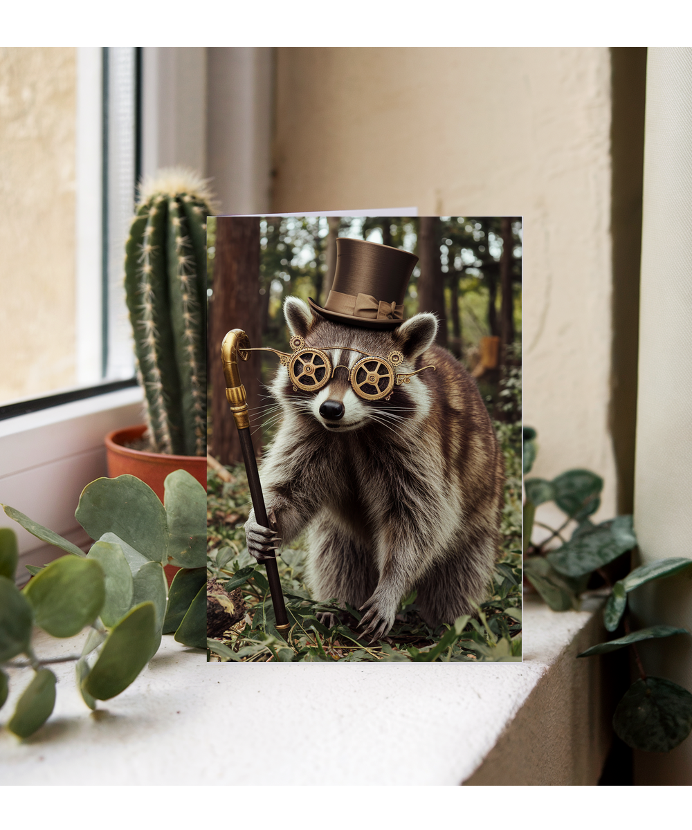 Raccoon in Steampunk Glasses