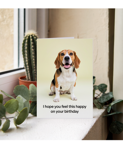 Cute birthday Card I hope you feel this happy on your birthday beagle