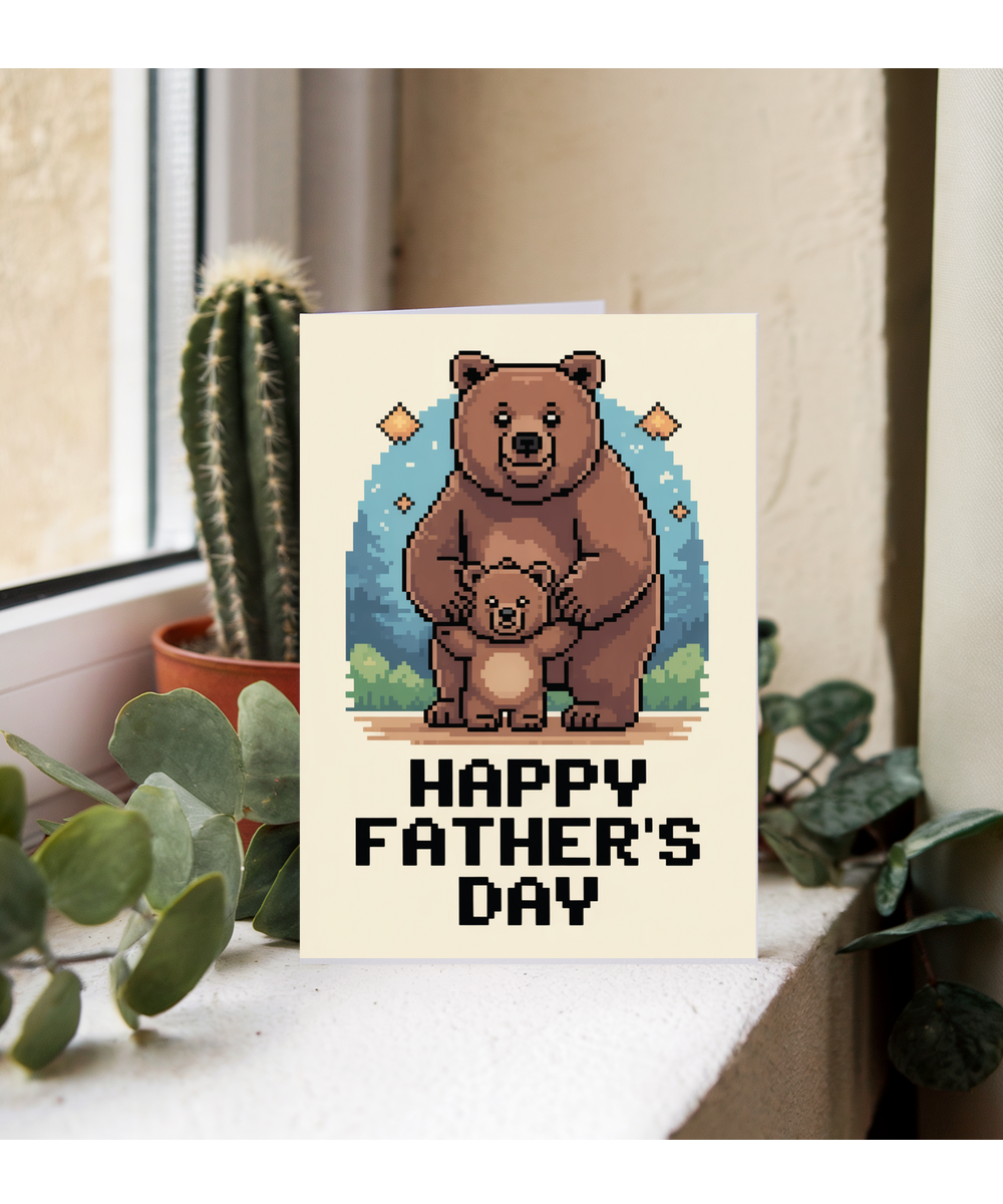 Fathers day pixel brown bears