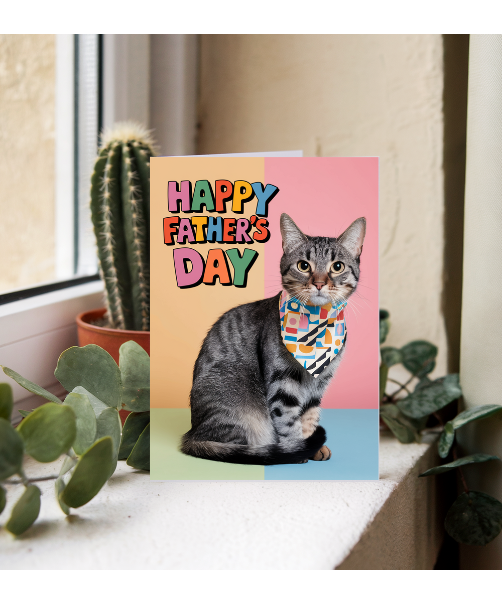 Happy Father's Day with Cat with a Tie