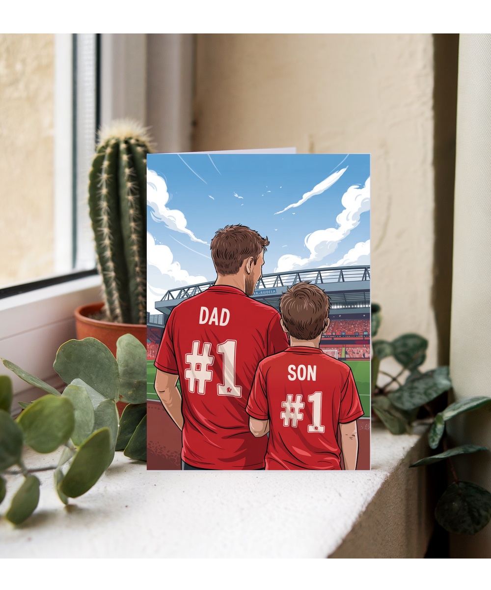 football red number one dad and son