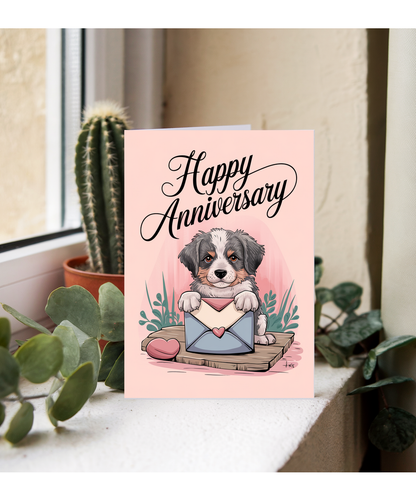 Happy Anniversary - Puppy with a Love Letter