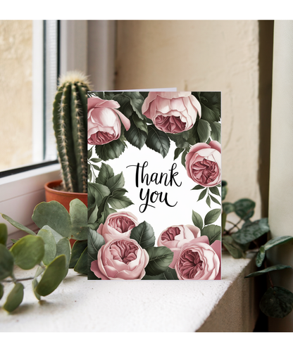 Thank You - Cabbage Roses and Foliage