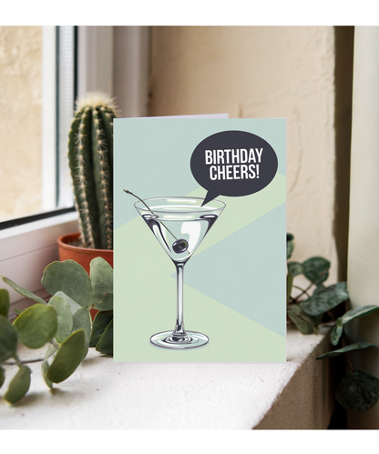 Birthday Cheers card martini glass for her him