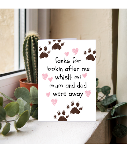 Funny Pet Sitter Thank You Card from the Dog