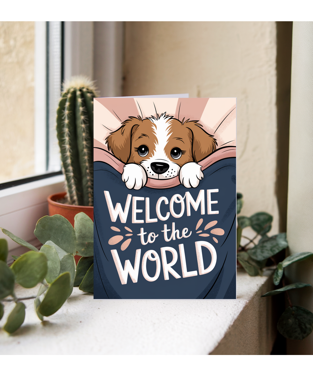 Welcome to the World - Puppy with Baby Blanket