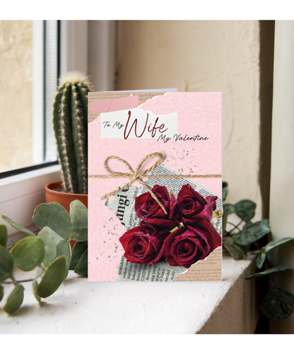 Valentines Day Card From Husband To My Wife My Valentine Romantic Roses and Letters