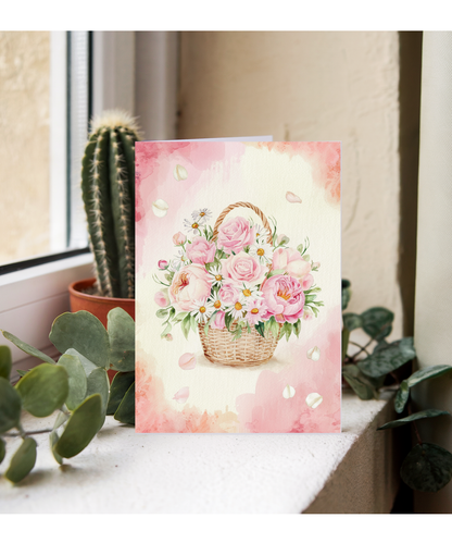 Watercolour flowers in a basket