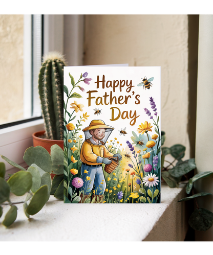 Happy Fathers Day Card for a Dad who Loves Bee Keeping and Nature