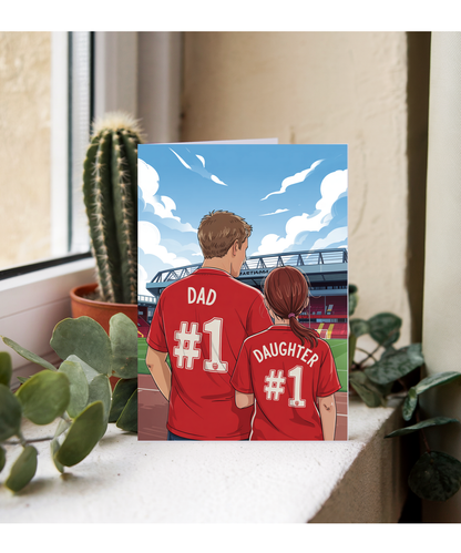 football red number one dad and daughter