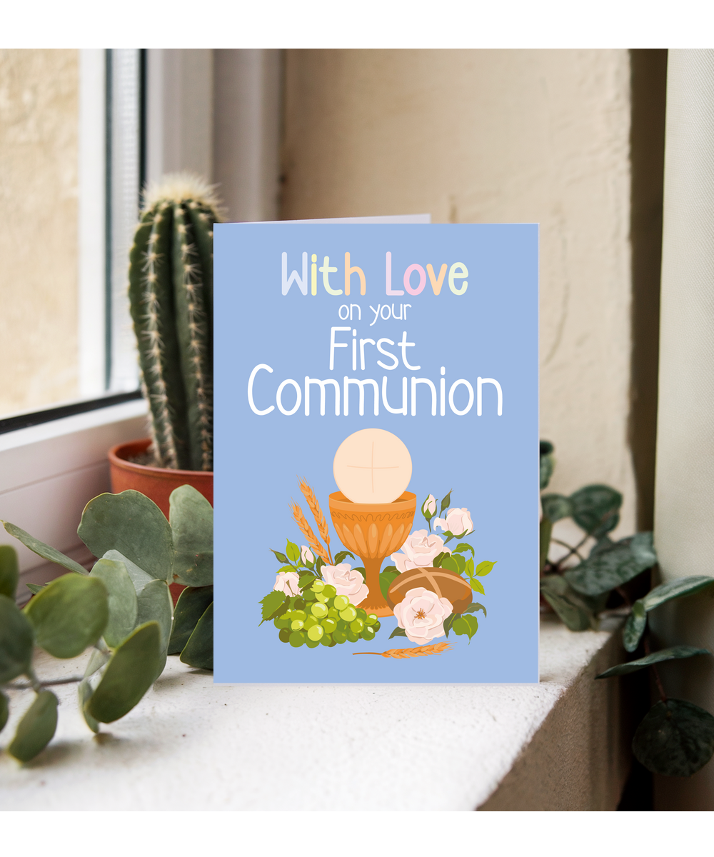 Childrens First Holy Communion Card with Love for Daughter and Son