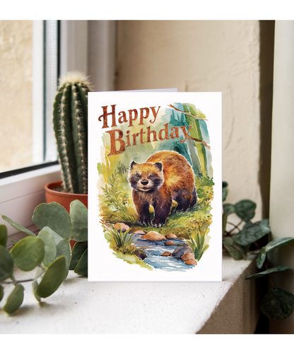 Happy Birthday cute wolverine watercolour