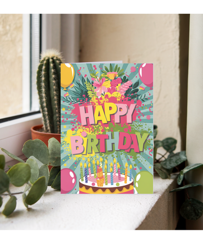 Happy Birthday with Colorful Paint Splashes