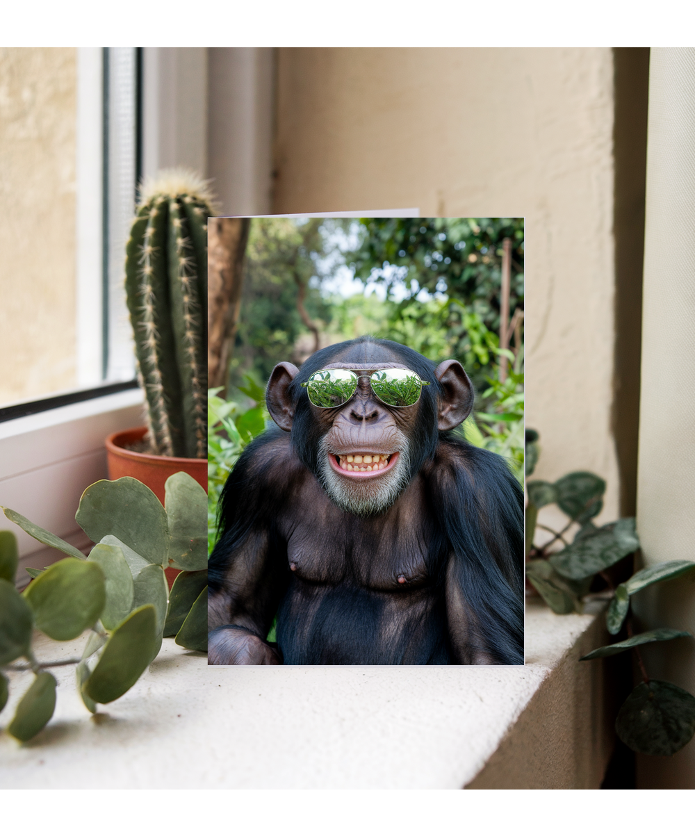 Chimpanzee in Reflective Glasses
