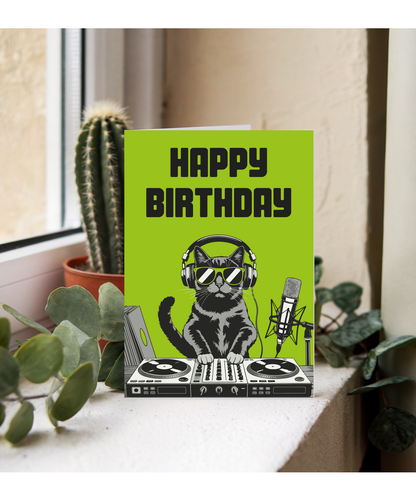 Happy Birthday Card for Him DJ Cat