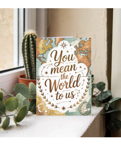 Teacher Thank You Card for Her Geography Teacher You Mean the World to Us
