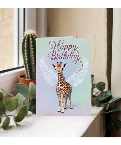 Birthday Card Giraffe With Wings