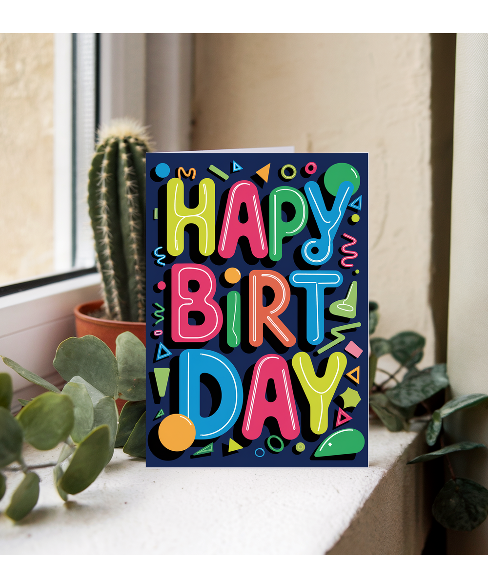 Neon Typography with Abstract Shapes