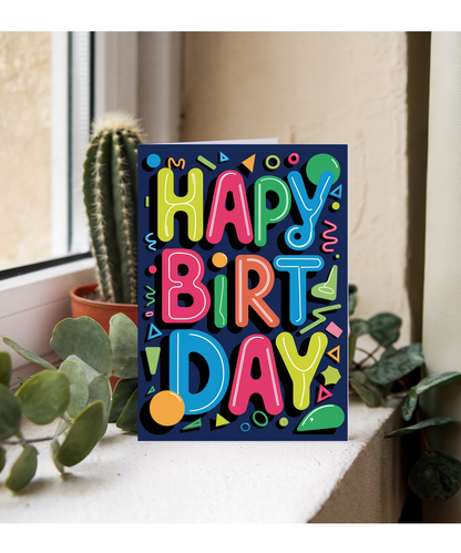 Neon Typography with Abstract Shapes