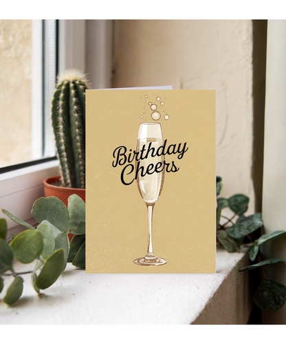 Birthday Cheers Card for her champagne flute 50th