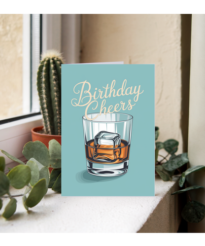 Birthday Cheers Card for Man husband Dad Whisky