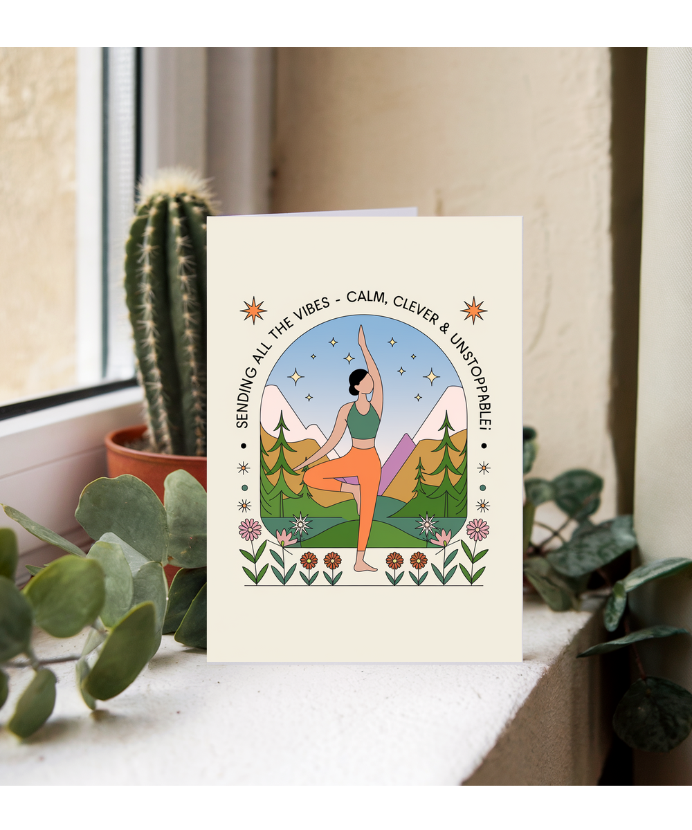 Yoga Card Sending All the Vibes Calm, Clever & Unstoppable