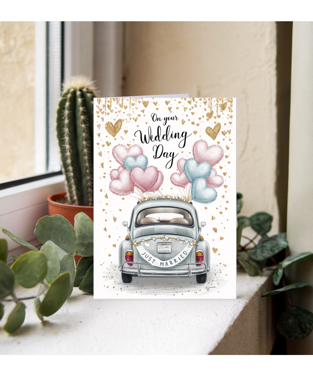 On your wedding day, just married